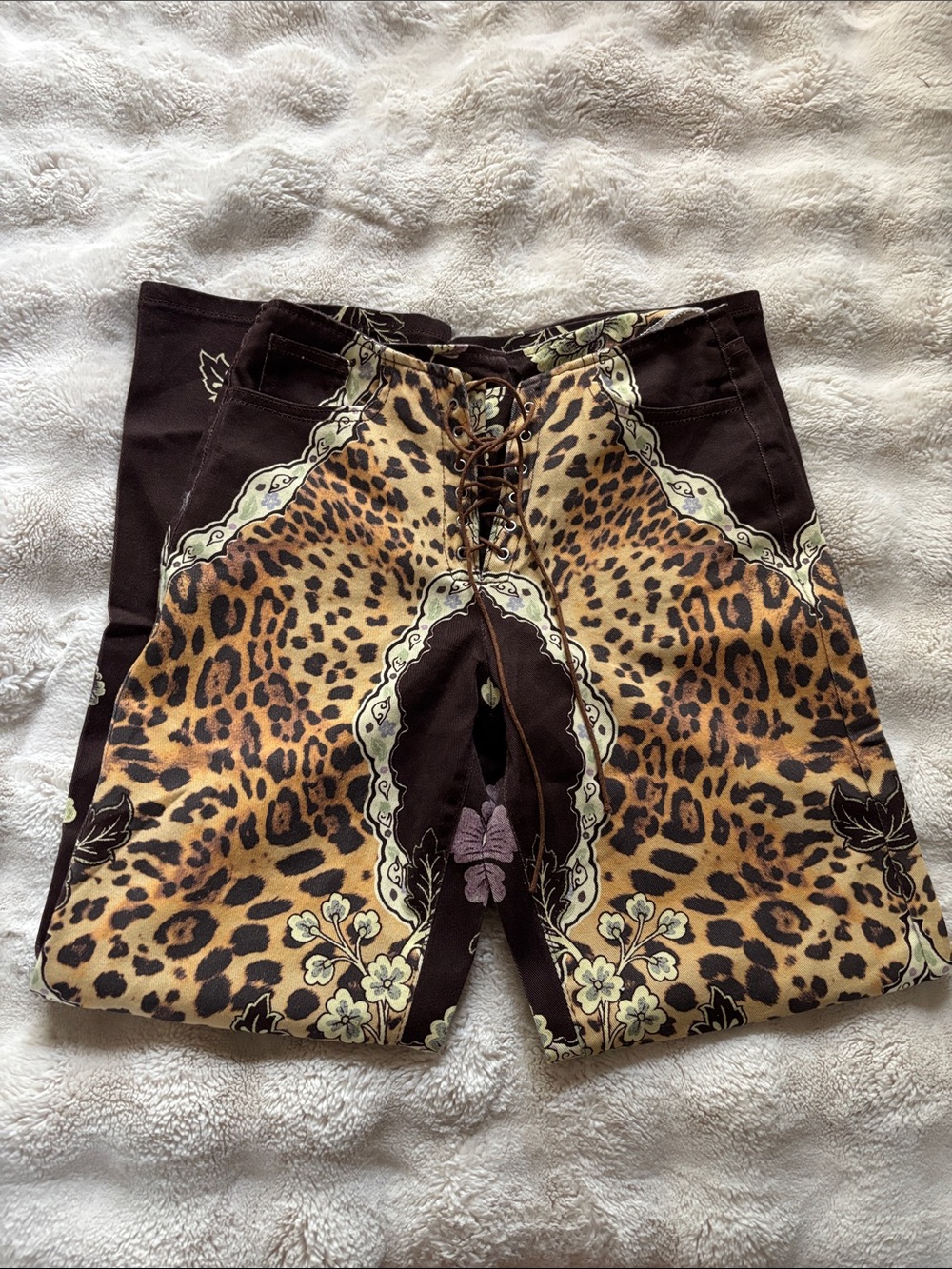 Leopard Print Lace-Up Pants